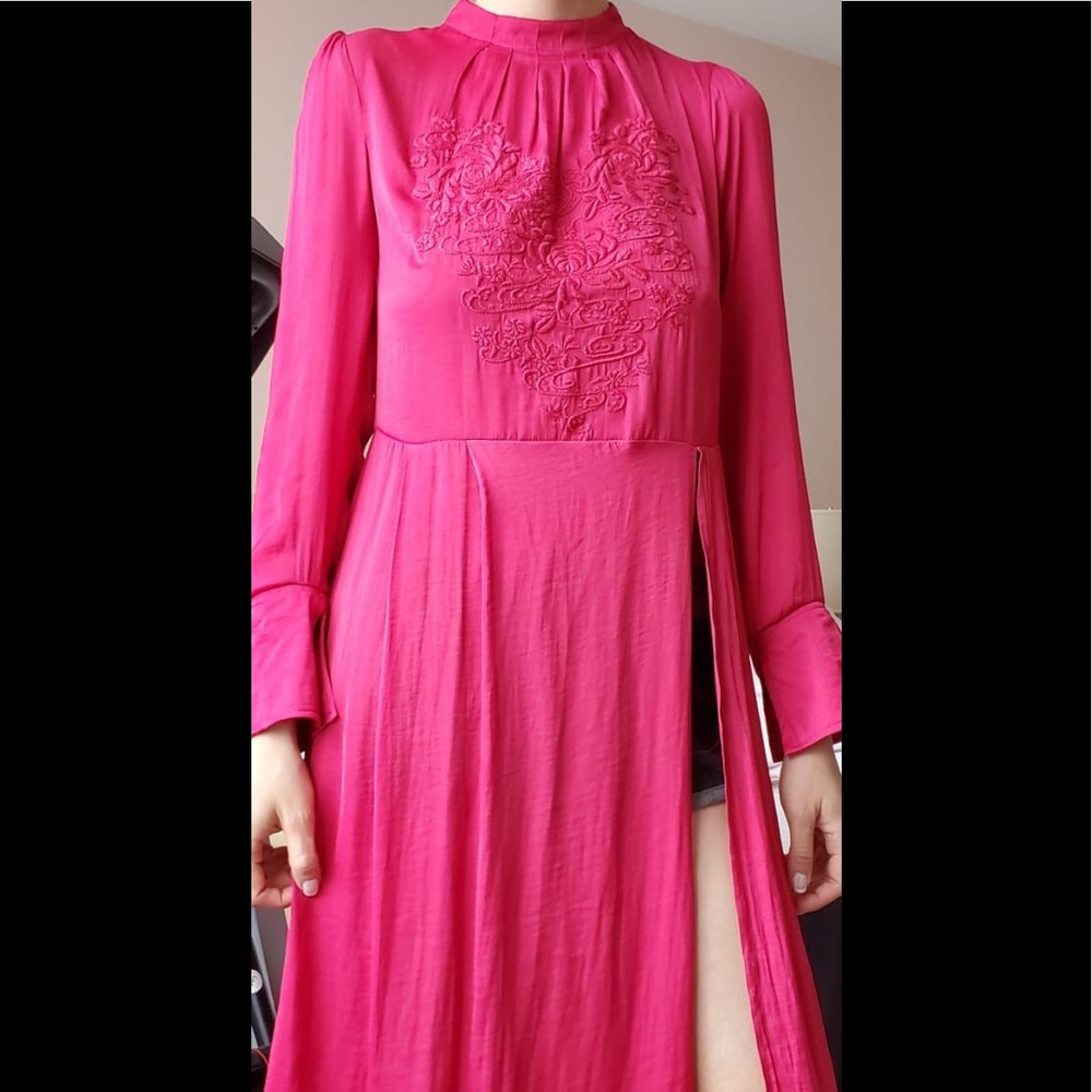 Hot Pink Dress with High/Deep Slit